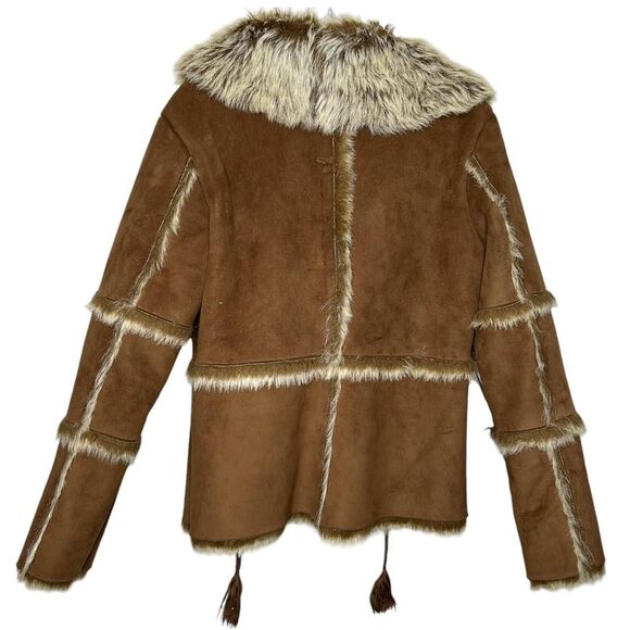 Vintage 90s 1990s y2k 2000s faux fur suede shearling penny lane coat jacket - Picture 3 of 7